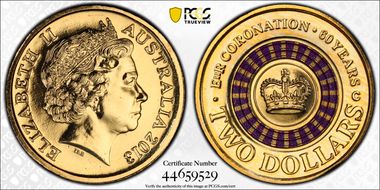 2013-C $2 Coronation Colorized MS69