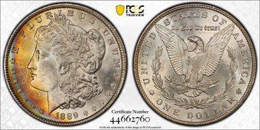 1889 $1 VAM 18, Doubled Ear MS62