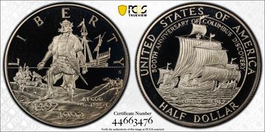 1992-S 50C Columbus PR69DCAM