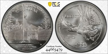 1994-W $1 P. O. W. MS70