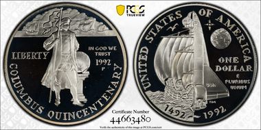 1992-P $1 Columbus PR69DCAM