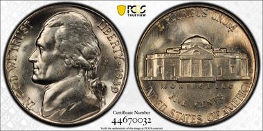 1939-S 5C Reverse of 1940 MS66FS