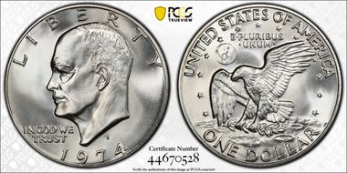 1974-S $1 Silver MS68