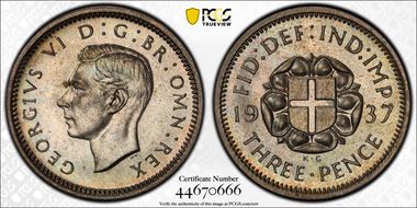 1937 3D S-4085 Silver Shield on Rose PR66