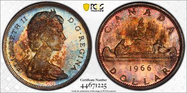 1966 S$1 Large Beads Ag PL65