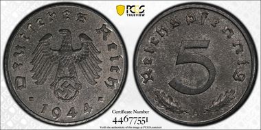 1944-A 5 Pfg J-370 MS63