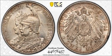 1901 2 Mk 200 Years - Prussia Kingdom J-105 Ag MS64