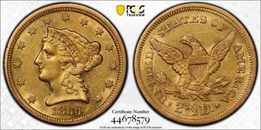 1860 $2.50 Old Reverse AU55