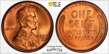 1957-D 1C MS67RD