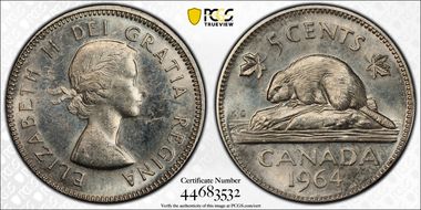 1964 5C Coin Alignment MS63