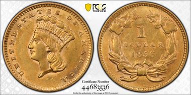 1856 G$1 Slanted 5 AU55