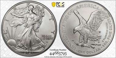 2021-W $1 Burnished Silver Eagle-Type 2 SP70