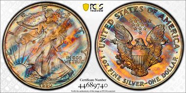 1990 $1 Silver Eagle MS68