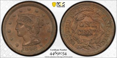 1846 1C N-5  Small Date MS65BN