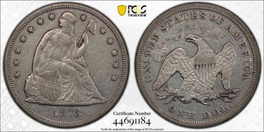 1873 $1 Seated VF35