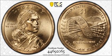 2010-D $1 Native American, Pos. B Satin Finish SP66