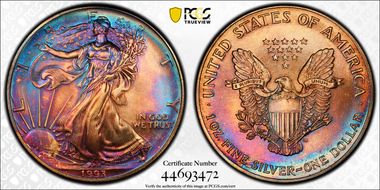 1993 $1 Silver Eagle MS68