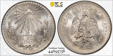 1940-M Peso KM-455  Ag MS66