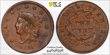 1831 1C Large Letters AU50BN