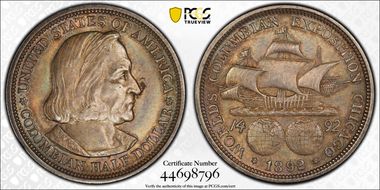 1892 50C Columbian AU55