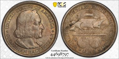 1893 50C Columbian AU58