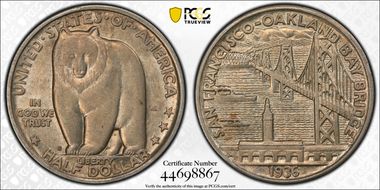 1936-S 50C Bay Bridge AU55