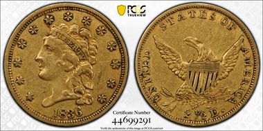 1836 $2.50 Script 8 XF45