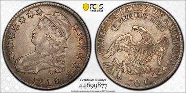 1818 50C O-108, Pincher 8s VF35