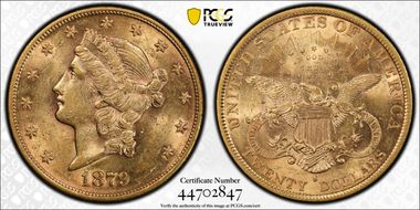 1879-S $20 AU58