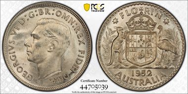 1952(m) Florin KM-48  Ag MS63