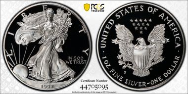 1997-P $1 Silver Eagle PR70DCAM