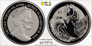 2018 $1 Pegasus Reverse Proof PR69