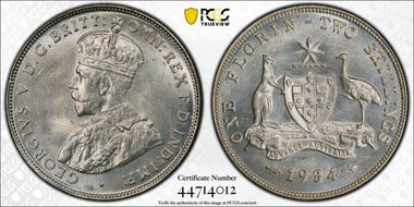 1934(m) Florin KM-27  Ag MS64