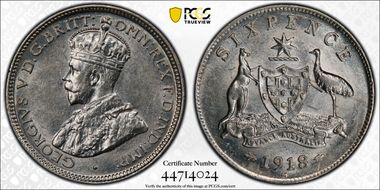 1918-M 6D KM-25  Ag AU58