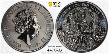 2022 £2 Maid Marian Ag MS68