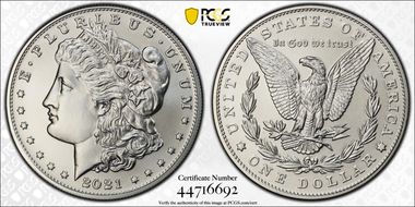 2021 $1 Morgan Dollar 100th Anniversary MS70