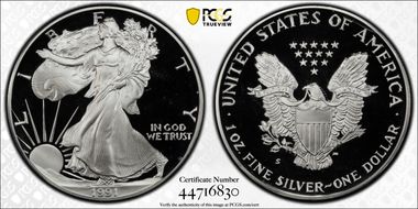 1991-S $1 Silver Eagle PR68DCAM