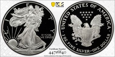 2001-W $1 Silver Eagle PR69DCAM