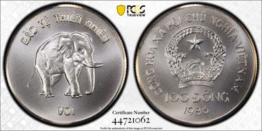 1986 100 D Elephant KM-21  Ag MS68