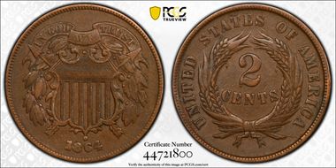 1864 2C Large Motto, RPD, FS-1304 VF35BN
