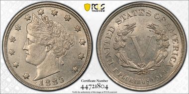 1883 5C No CENTS AU55