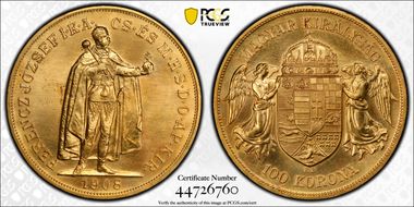 "1908"-KB 100 Kor Restrike KM-491  Au MS65