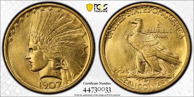 1907 $10 Indian MS61
