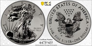 2021-W $1 Silver Eagle Rev PR - Type 1 Designer Edition PR70