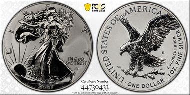 2021-S $1 Silver Eagle Rev PR - Type 2 Designer Edition PR70