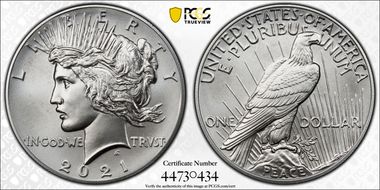 2021 $1 Peace Dollar 100th Anniversary MS69