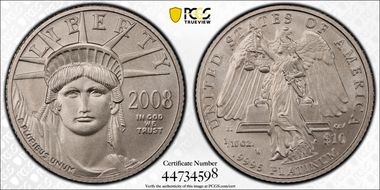 2008-W $10 Burnished St. of Liberty First Strike SP70