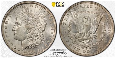1890-O $1 VAM 20 Doubled Ear AU58