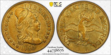 1795 $5 Small Eagle AU55