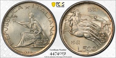 1961-R 500 L Unification Centennial MS63